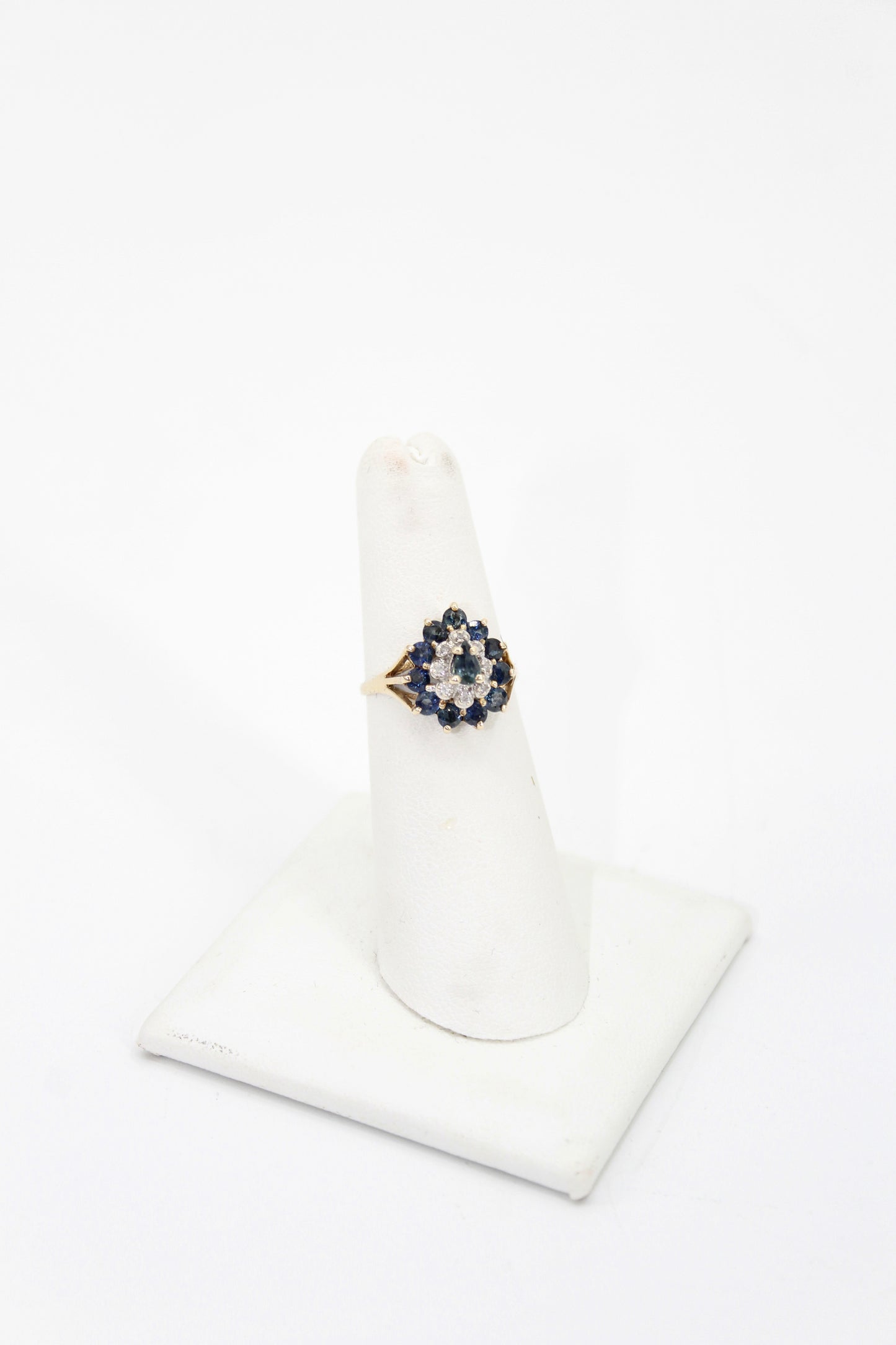 Antique Sapphire Diamond Cluster Set- Ring & Pendant, 2.25 Carats 14K Gold