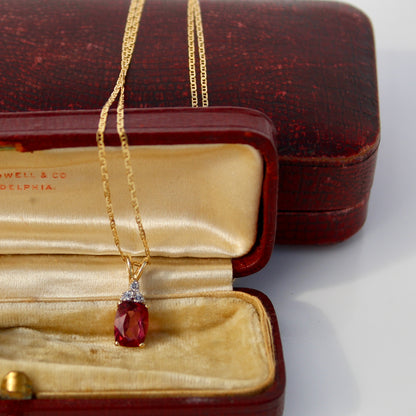 Madagascar Pink Tourmaline & Diamond Necklace, 1.47 Carats 14K Gold