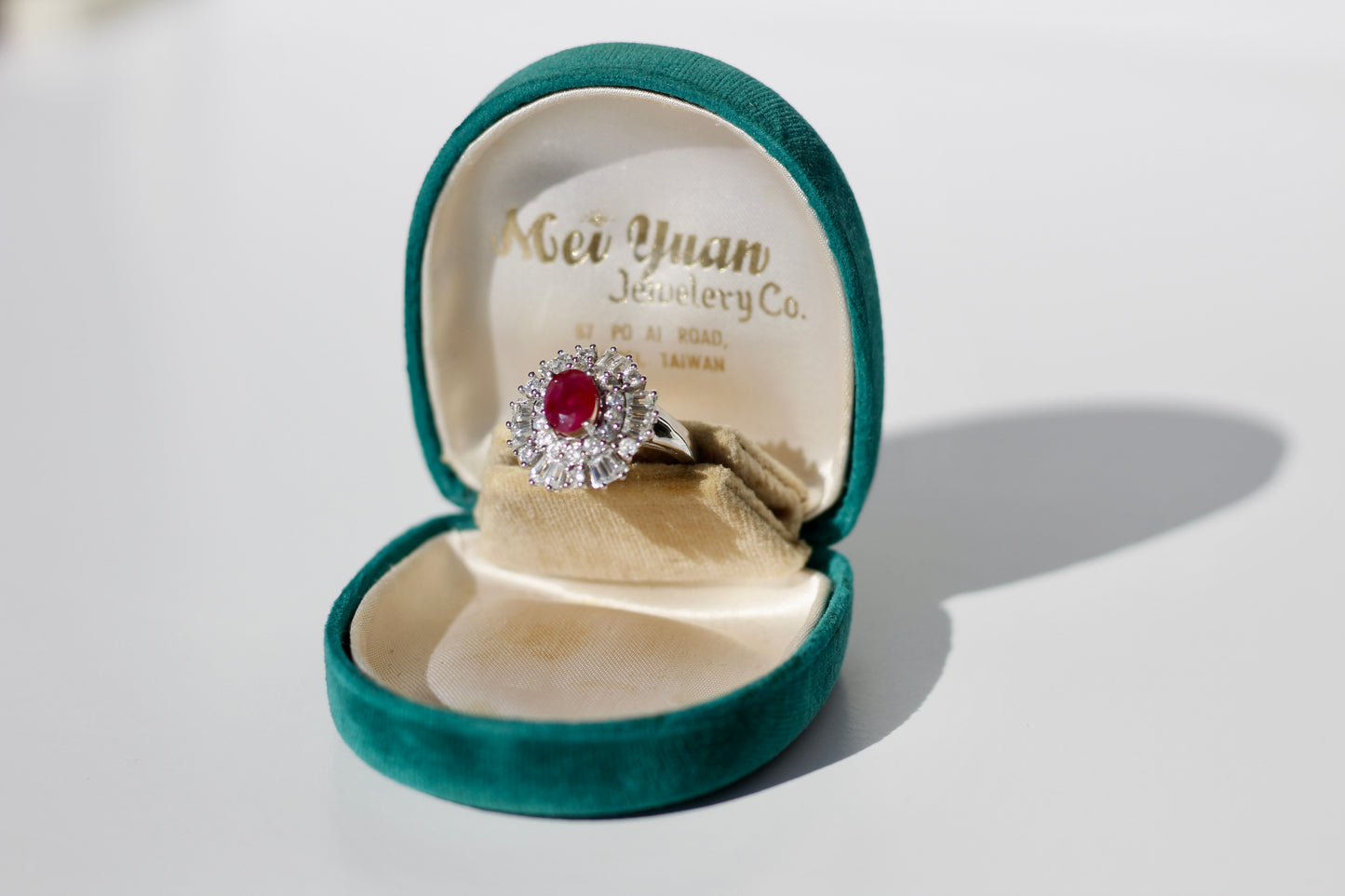 Burma Ruby & White Sapphire Cocktail Ring, 3.79 CTW 10K White Gold