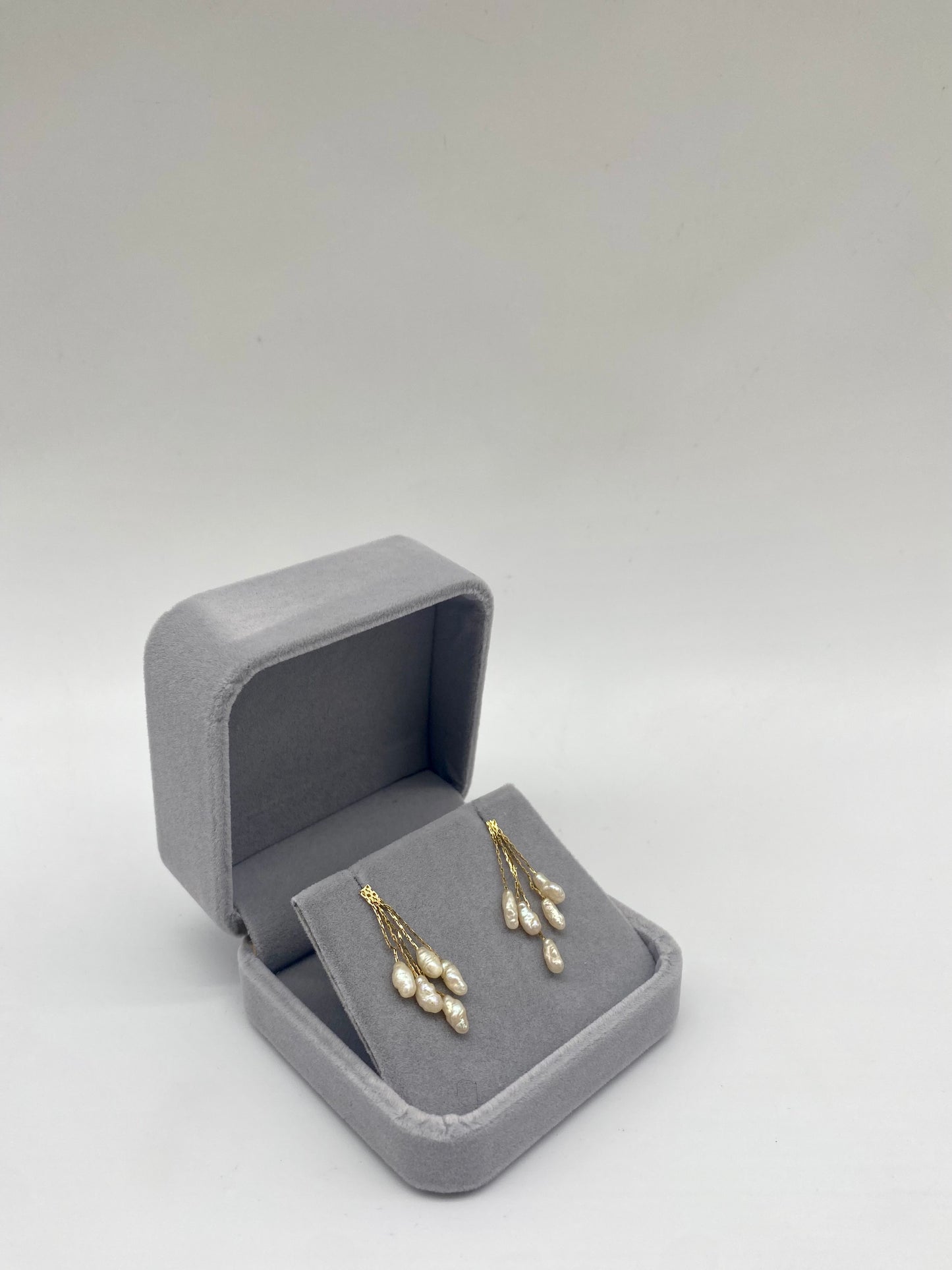 Baroque Pearl Cluster Drop Earrings, 3.75mm 14K Gold