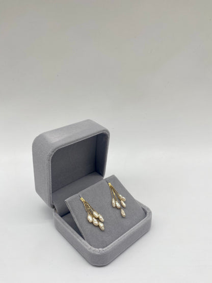 Baroque Pearl Cluster Drop Earrings, 3.75mm 14K Gold