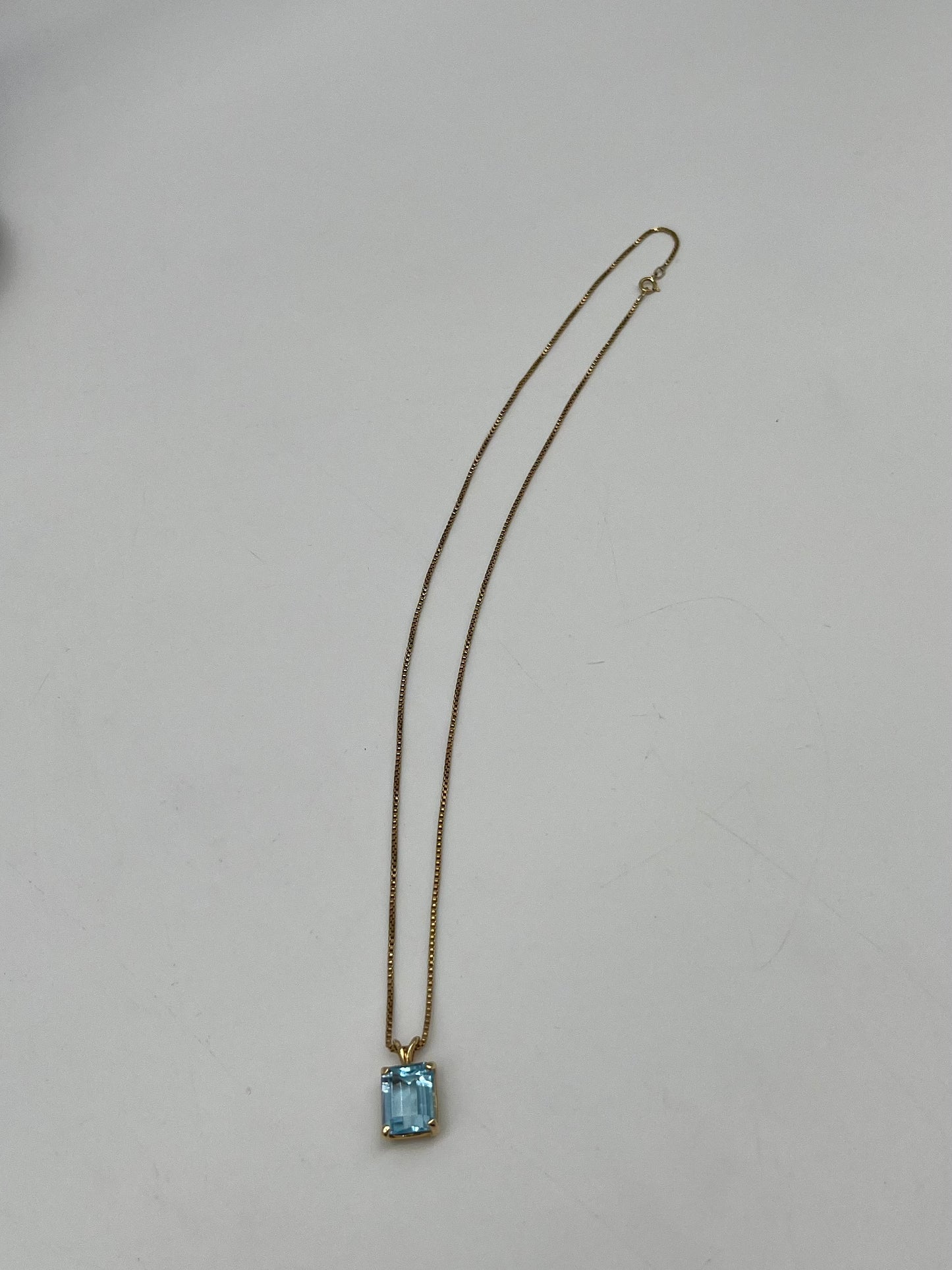 Emerald Cut Blue Topaz Necklace, 4 CTW 14K Gold