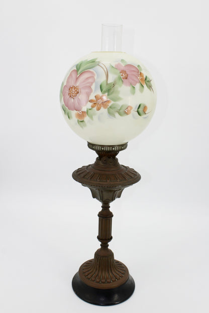 1890's English Duplex Banquet Lamp (Hand-Painted Globe Shade)