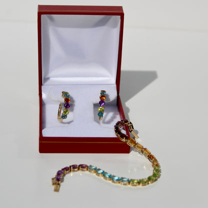 Precious Gemstone ‘Rainbow’ Set, 10 Carats 14K Gold