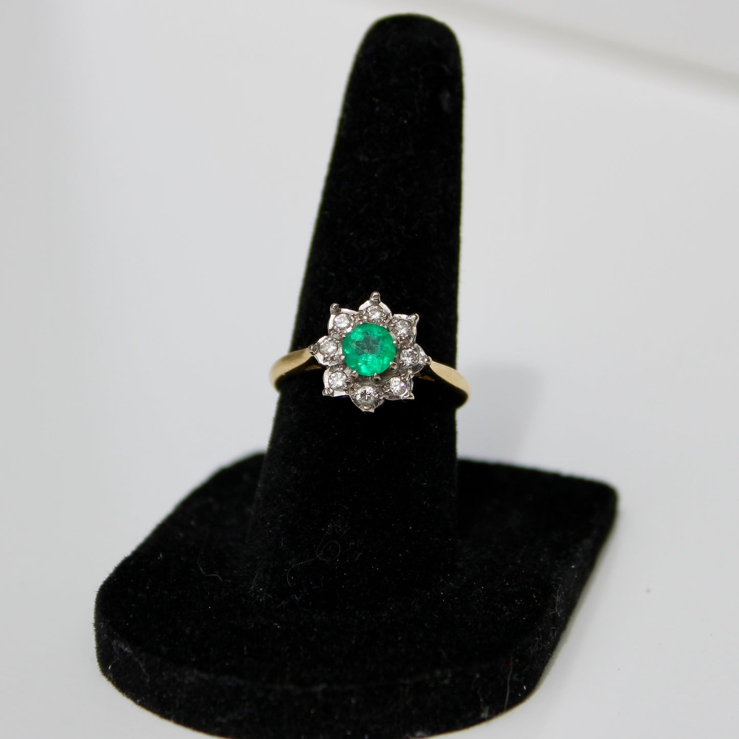 Emerald & Diamond Floral Cocktail Ring, 0.75 CTW 18K Gold/Platinum