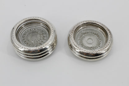 Sterling Silver & Cut Crystal Ashtrays- Set of 5