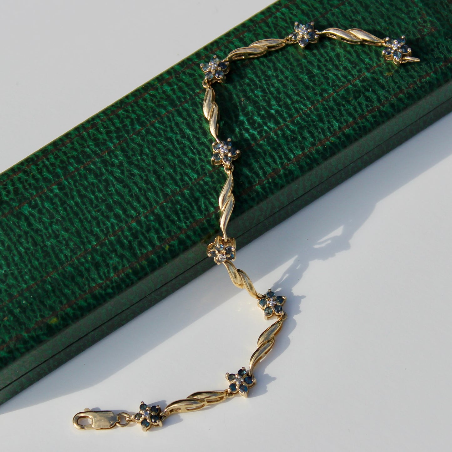 Vintage Sapphire & Diamond Bracelet, 1.67 Carats 14K Vermeil
