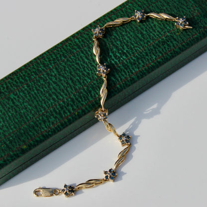 Vintage Sapphire & Diamond Bracelet, 1.67 Carats 14K Vermeil