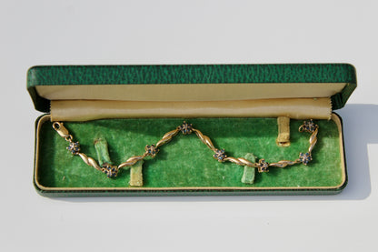 Vintage Sapphire & Diamond Bracelet, 1.67 Carats 14K Vermeil