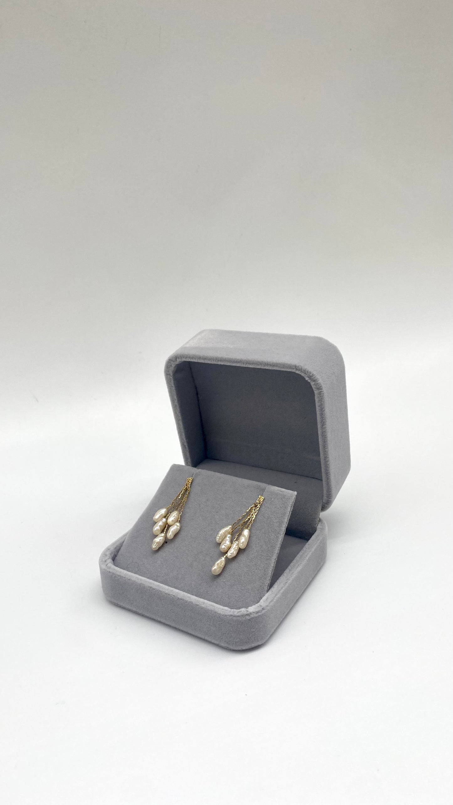 Baroque Pearl Cluster Drop Earrings, 3.75mm 14K Gold