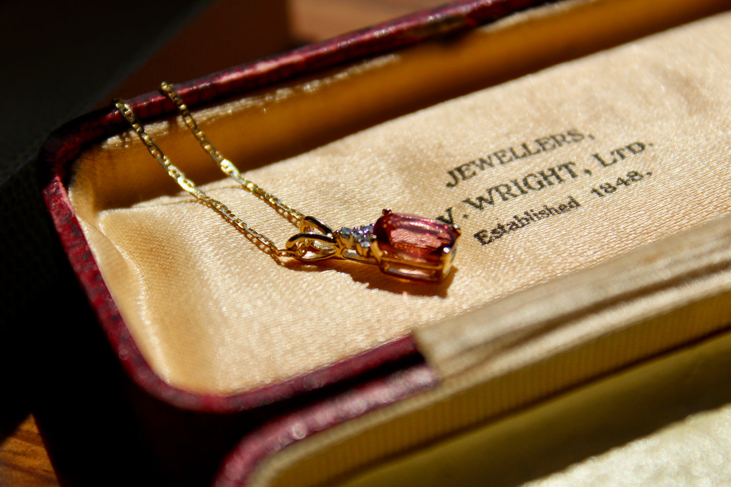 Madagascar Pink Tourmaline & Diamond Necklace, 1.47 Carats 14K Gold