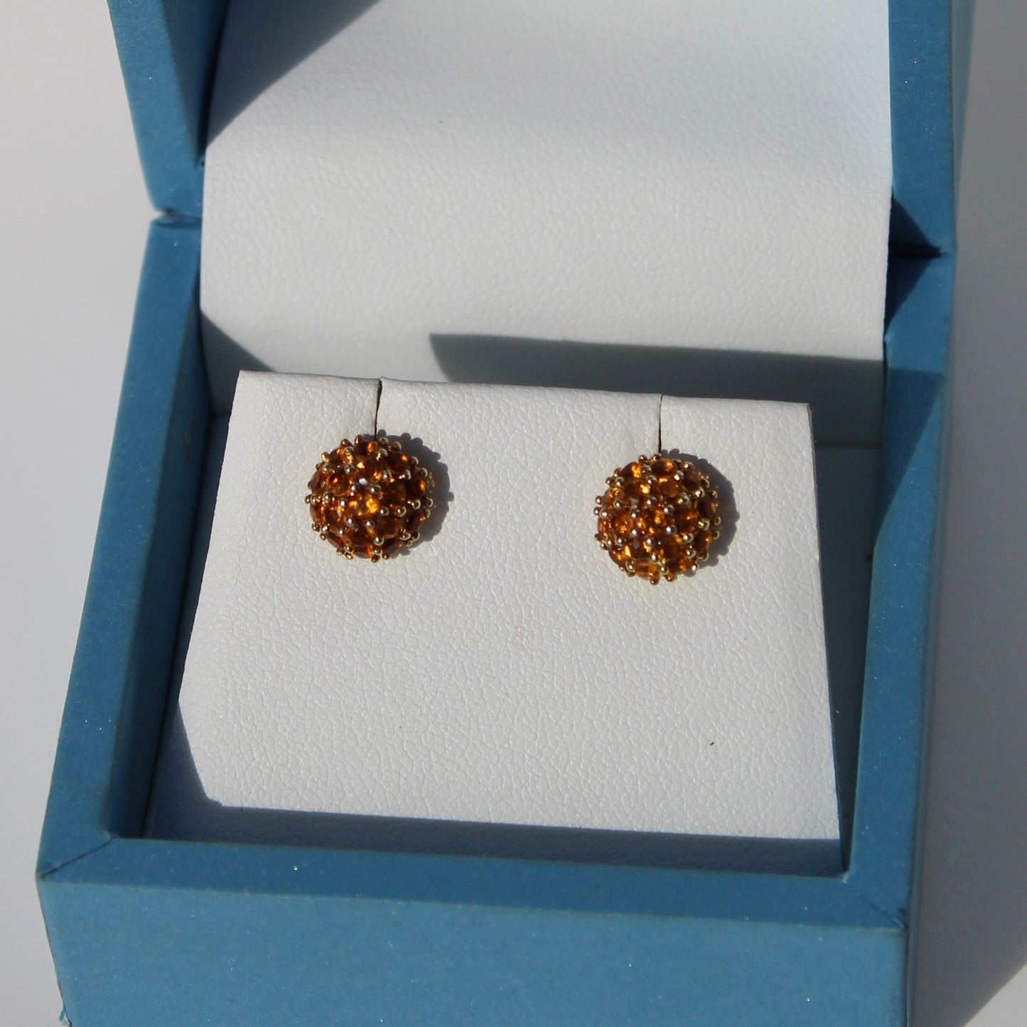 Citrine Cluster Stud Earrings, 1 Carat 18K Gold
