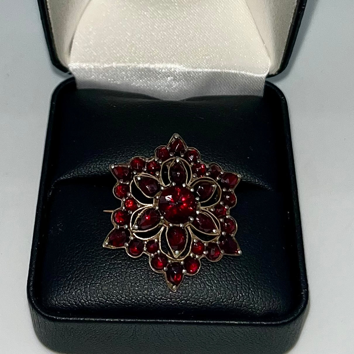 Victorian Garnet Brooch, 4.5 CTW 925 Silver