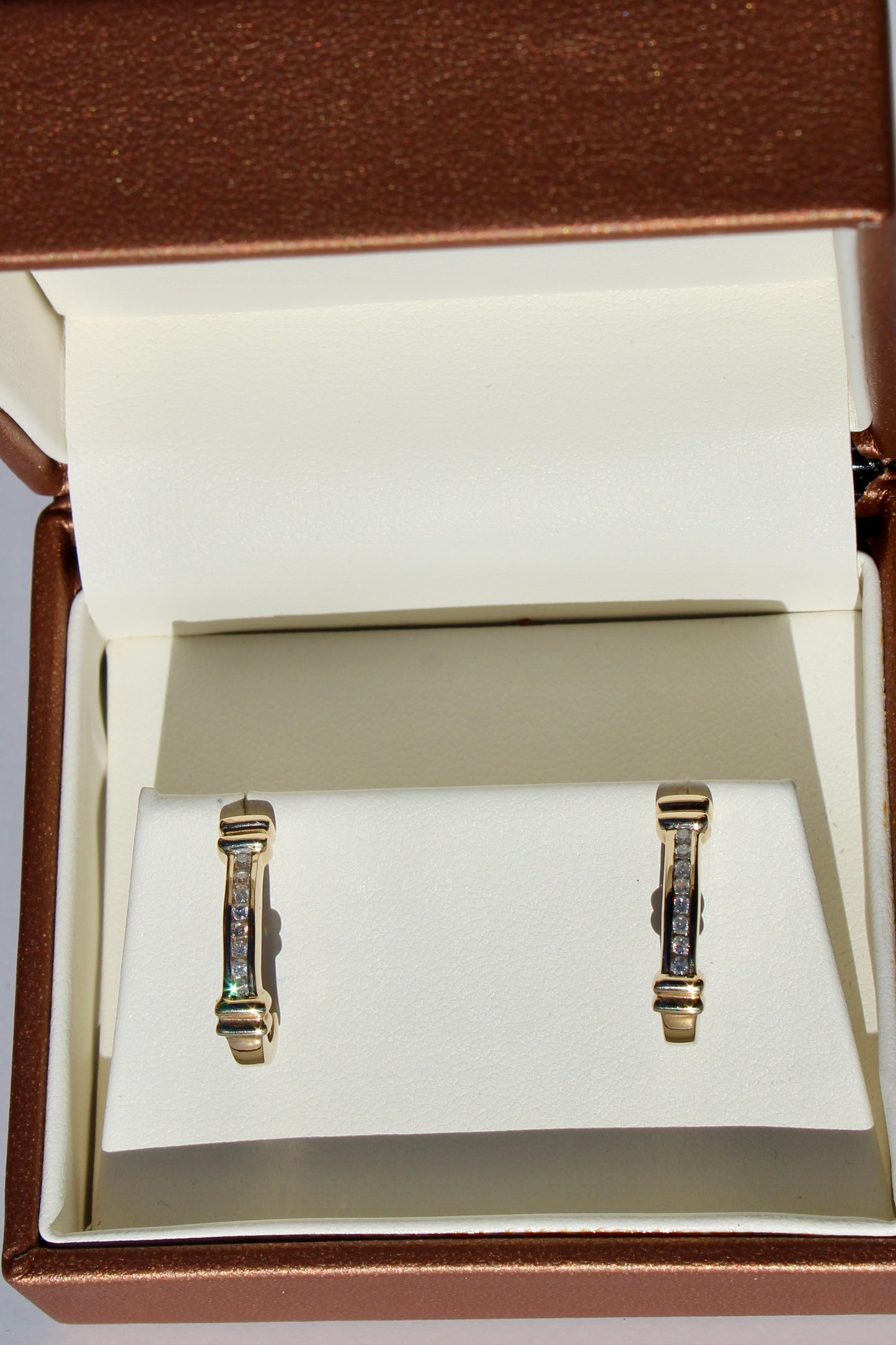 Vintage Diamond Hoops, 1/4 Carat 9K Gold