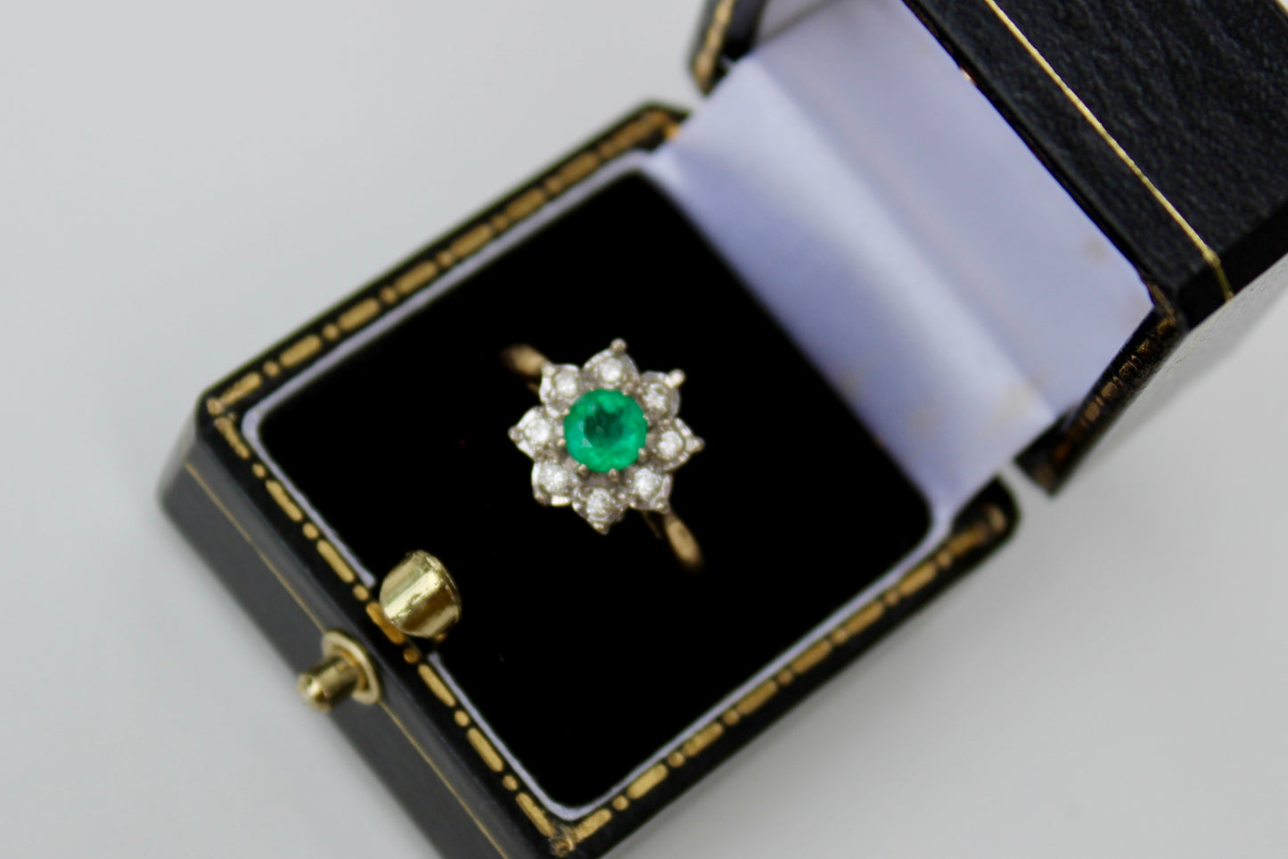 Emerald & Diamond Floral Cocktail Ring, 0.75 CTW 18K Gold/Platinum