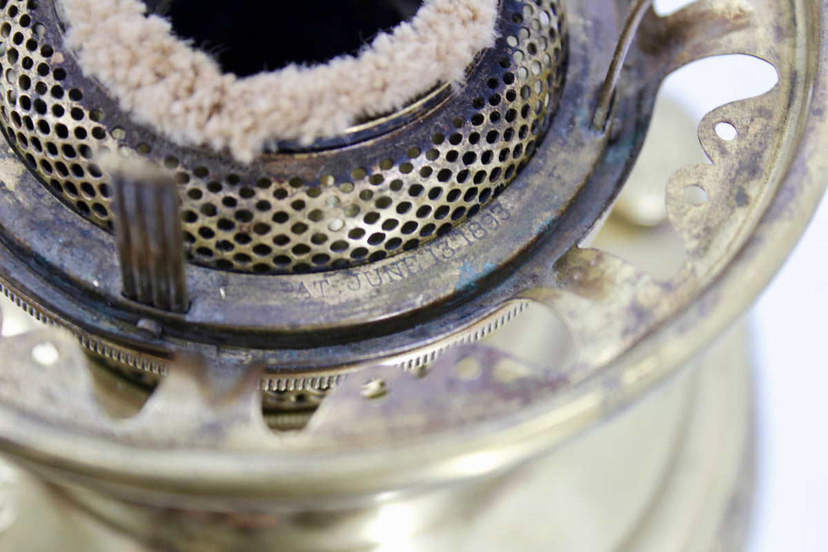 1895 Gilded Crystal Corinthian Banquet Lamp by Edward Miller