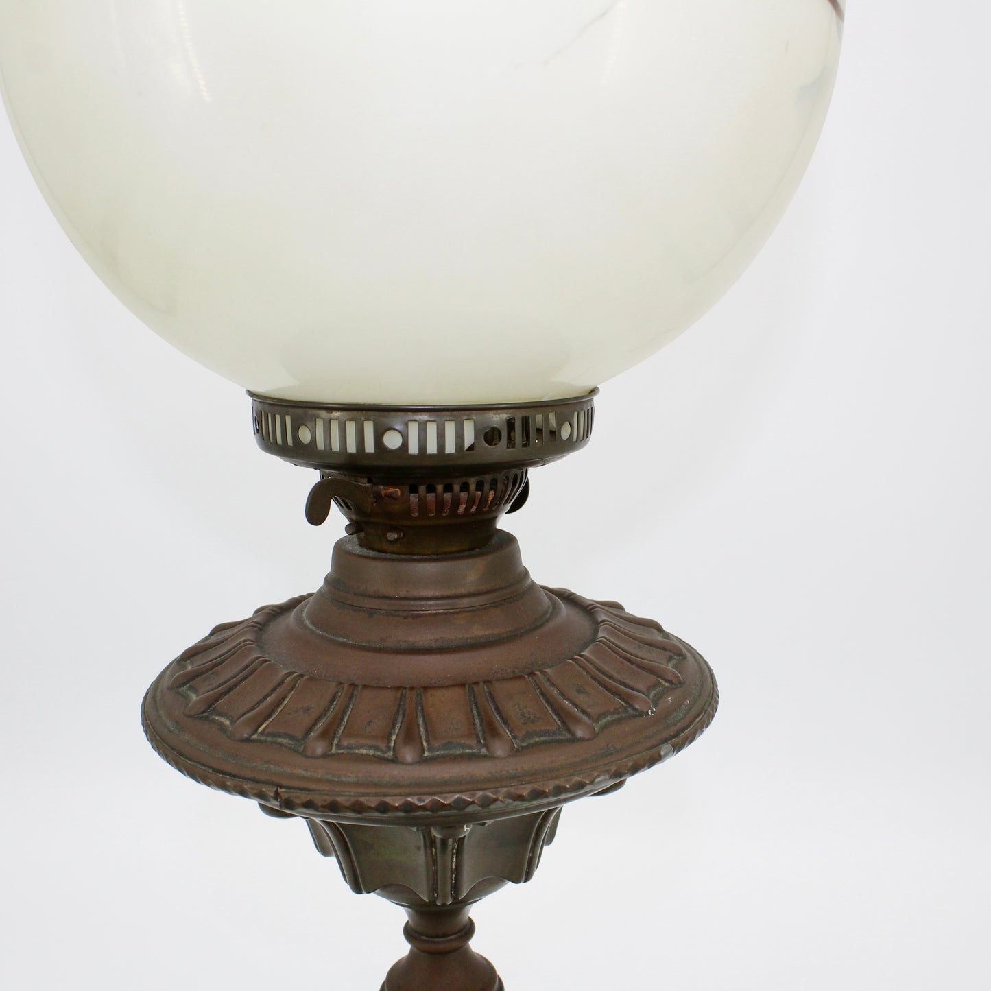 1890's English Duplex Banquet Lamp (Hand-Painted Globe Shade)