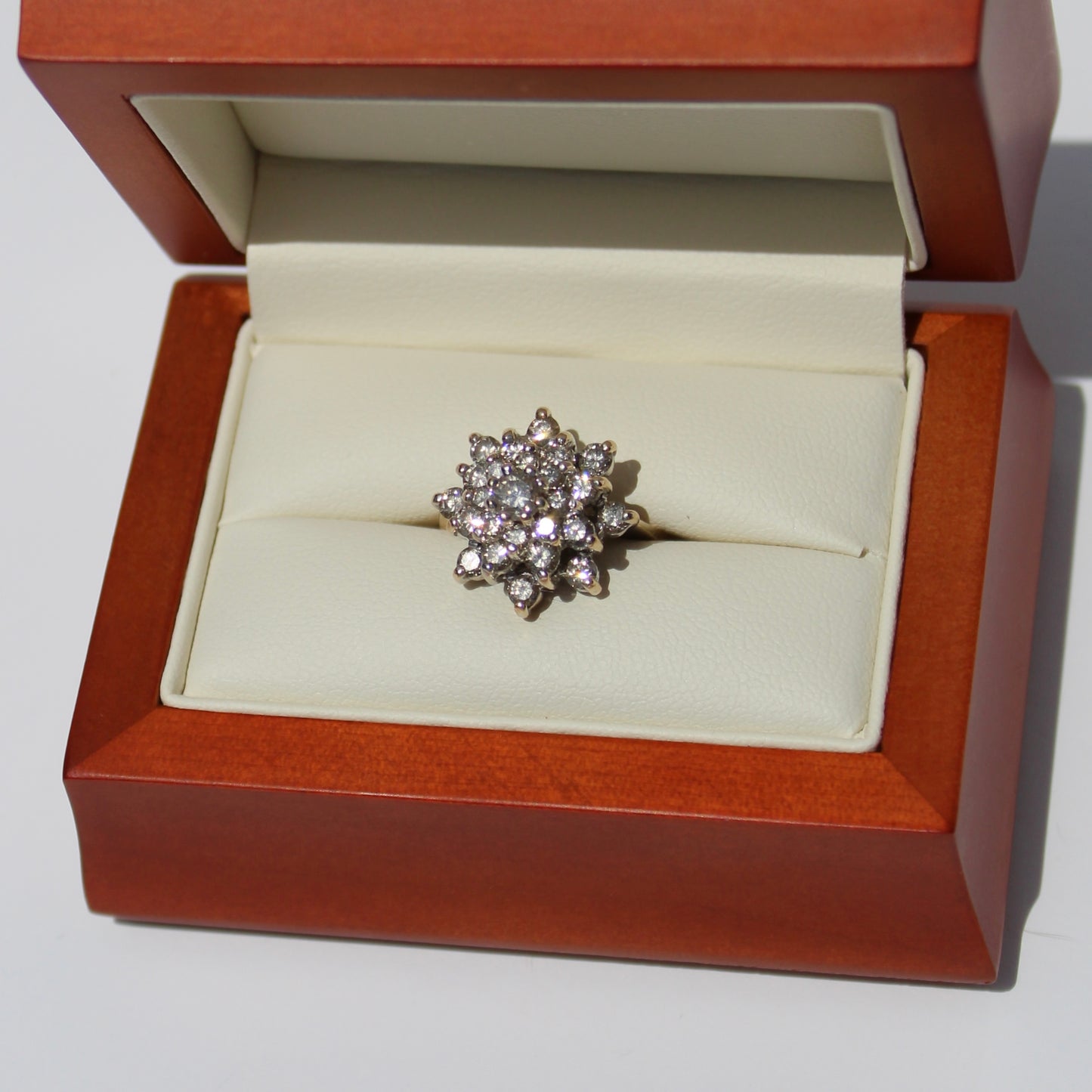 1940's Brutalist Diamond Cluster Ring, 2.82 Carats 14K Gold