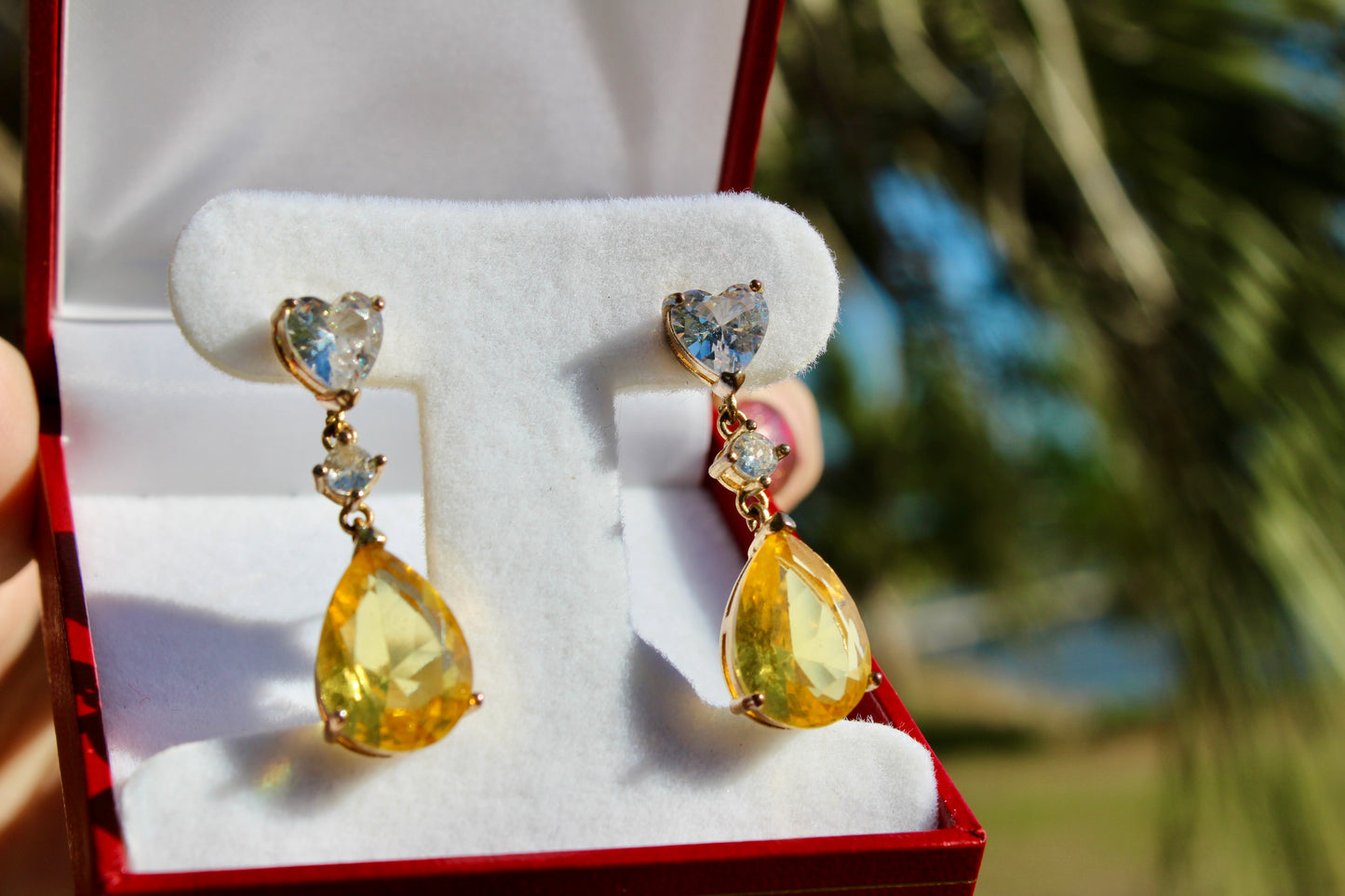 Citrine & Burmese Spinel Drop Earrings, 12 Carats 14K Vermeil