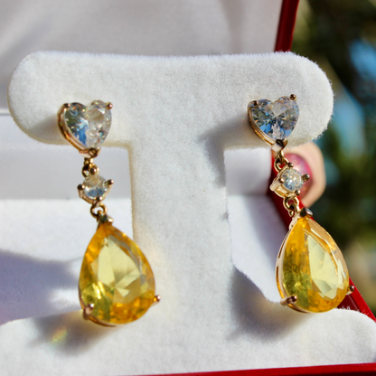 Citrine & Burmese Spinel Drop Earrings, 12 Carats 14K Vermeil