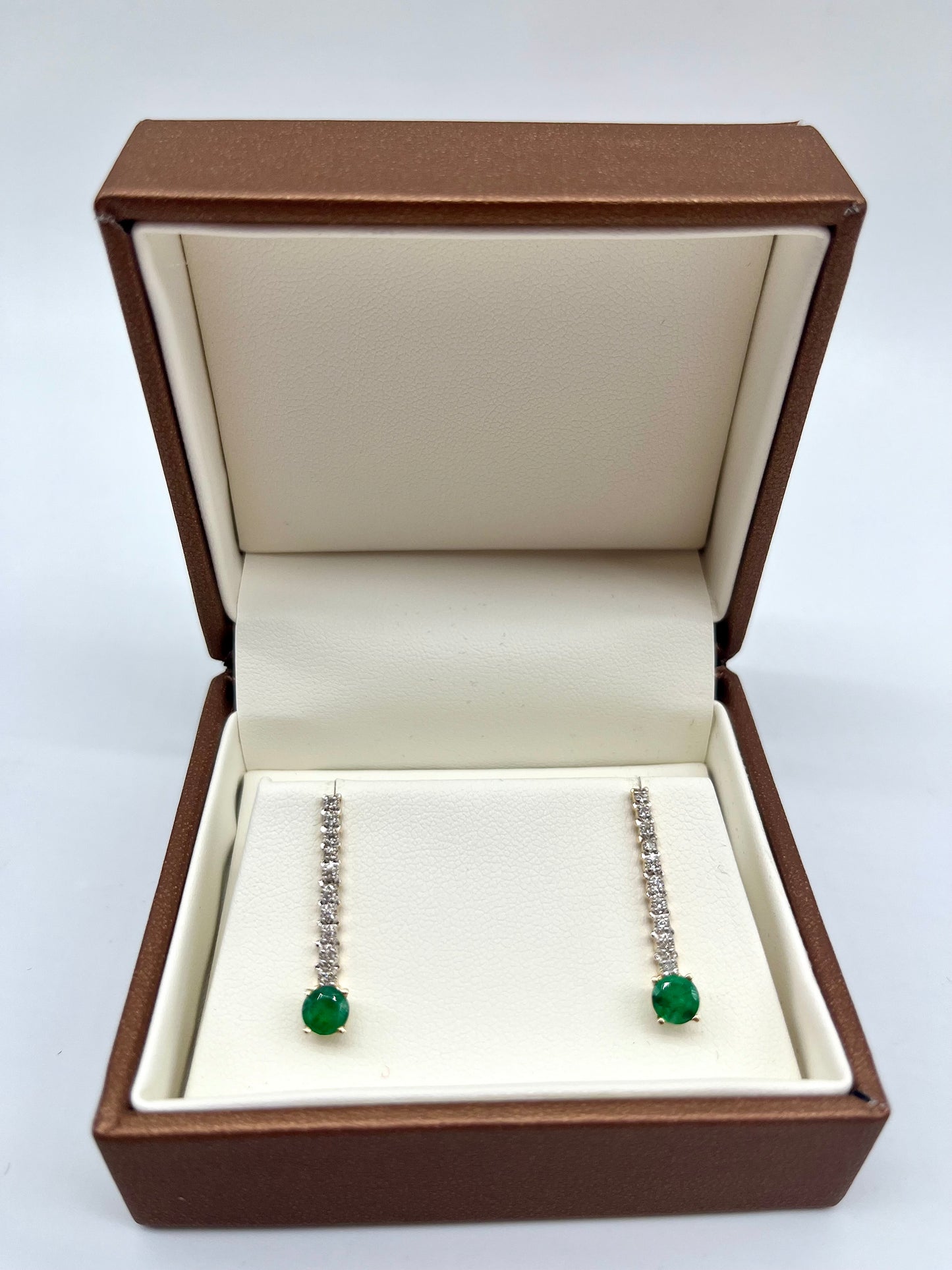 Emerald & Diamond Drop Earrings, 1.01 CTW 14K Gold