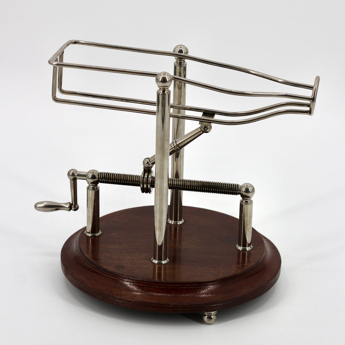 Antique Adjustable Cradle Silver & Wood Wine Decanter- Professionally Restored