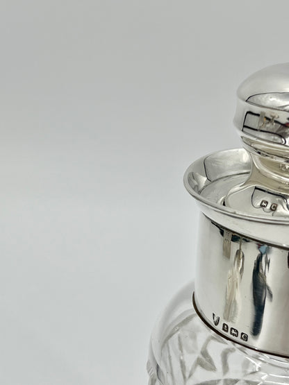 Edwardian 1902 Sterling Silver & Bohemian Cut Crystal Cocktail Shaker by JB Chatterley & Sons Ltd.