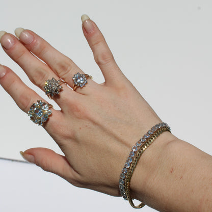 Aquamarine Tennis Bracelet, 7.8 Carats 925 Sterling Silver