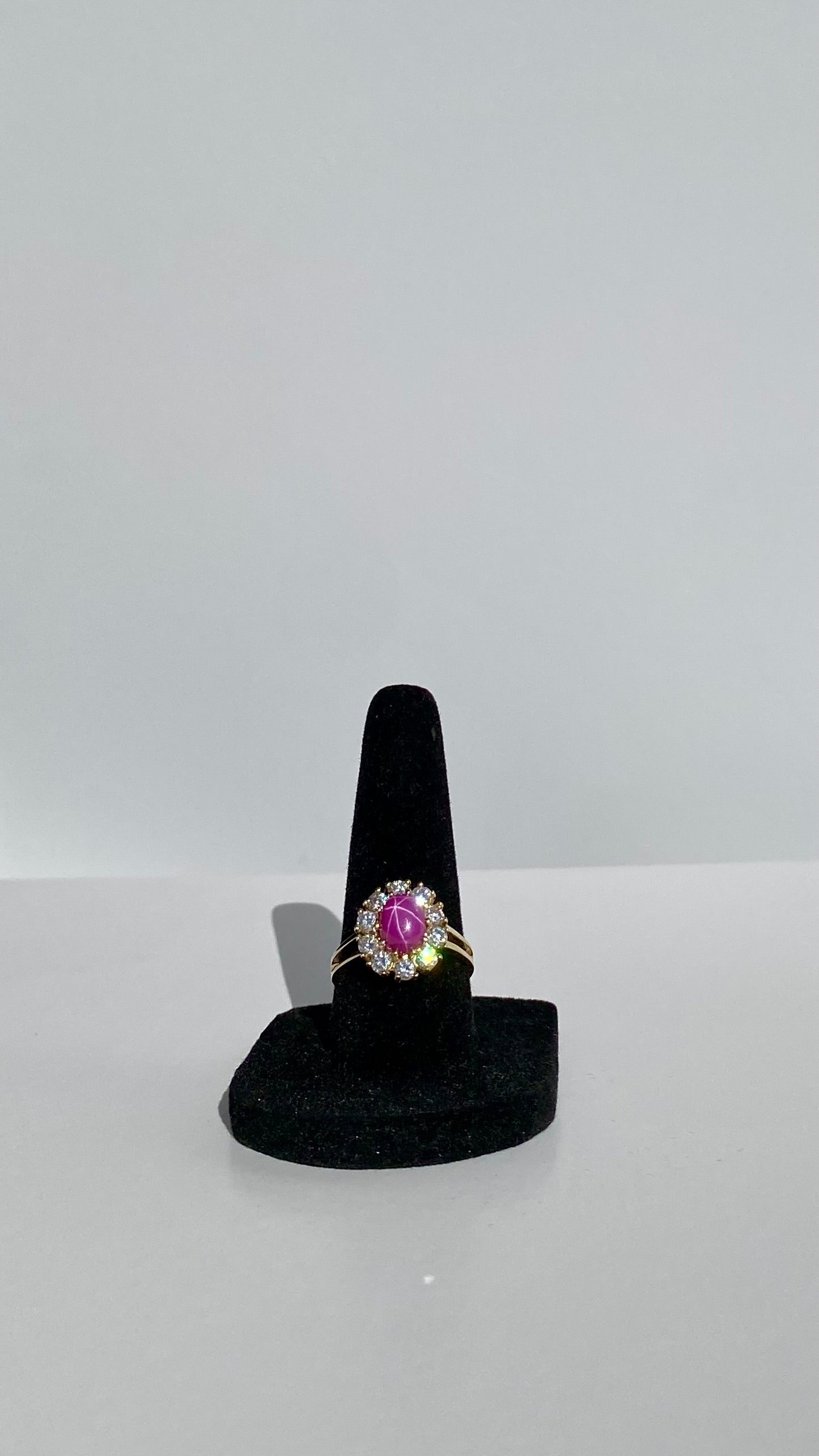 Star Ruby Cabochon & Spinel Ring, 3CTW 14K Gold