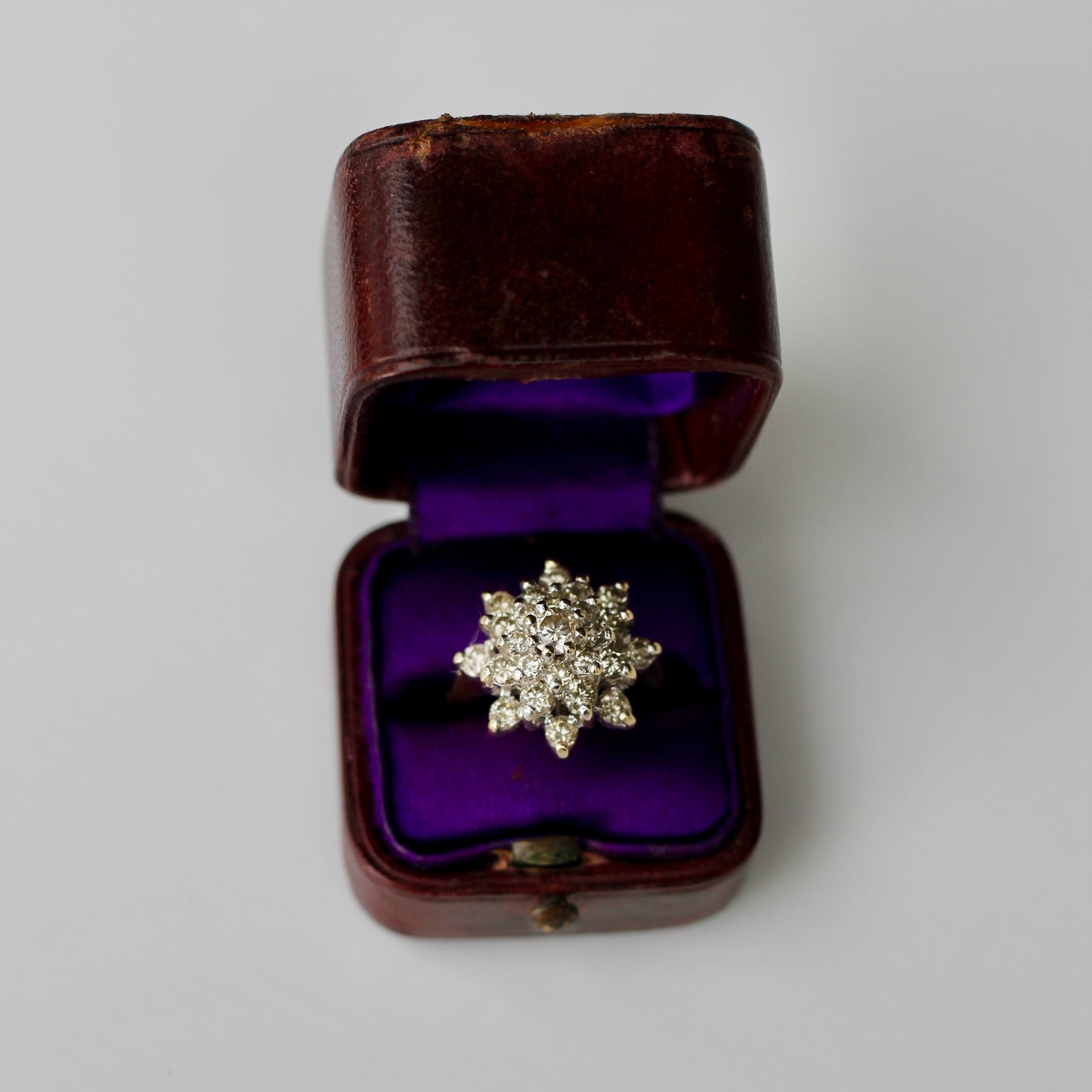 1940's Brutalist Diamond Cluster Ring, 2.82 Carats 14K Gold