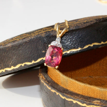 Pink Tourmaline & Diamond Set, 3.55 Carats 14K Gold