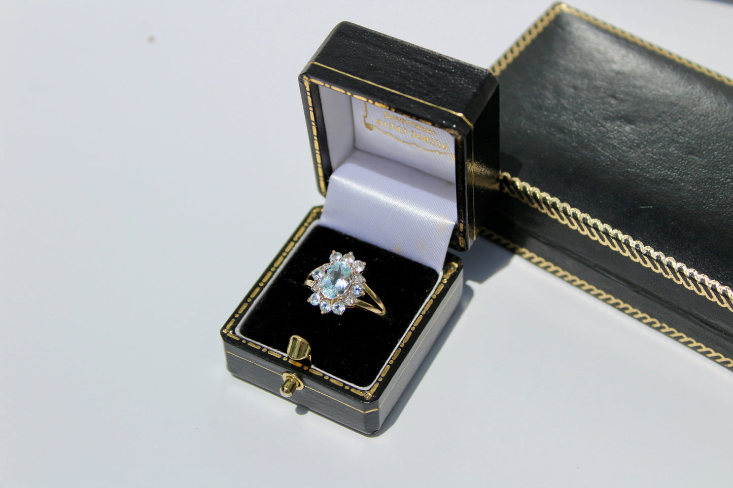 Aquamarine & Diamond Floral Cocktail Ring, 1.8 Carats 14K Gold