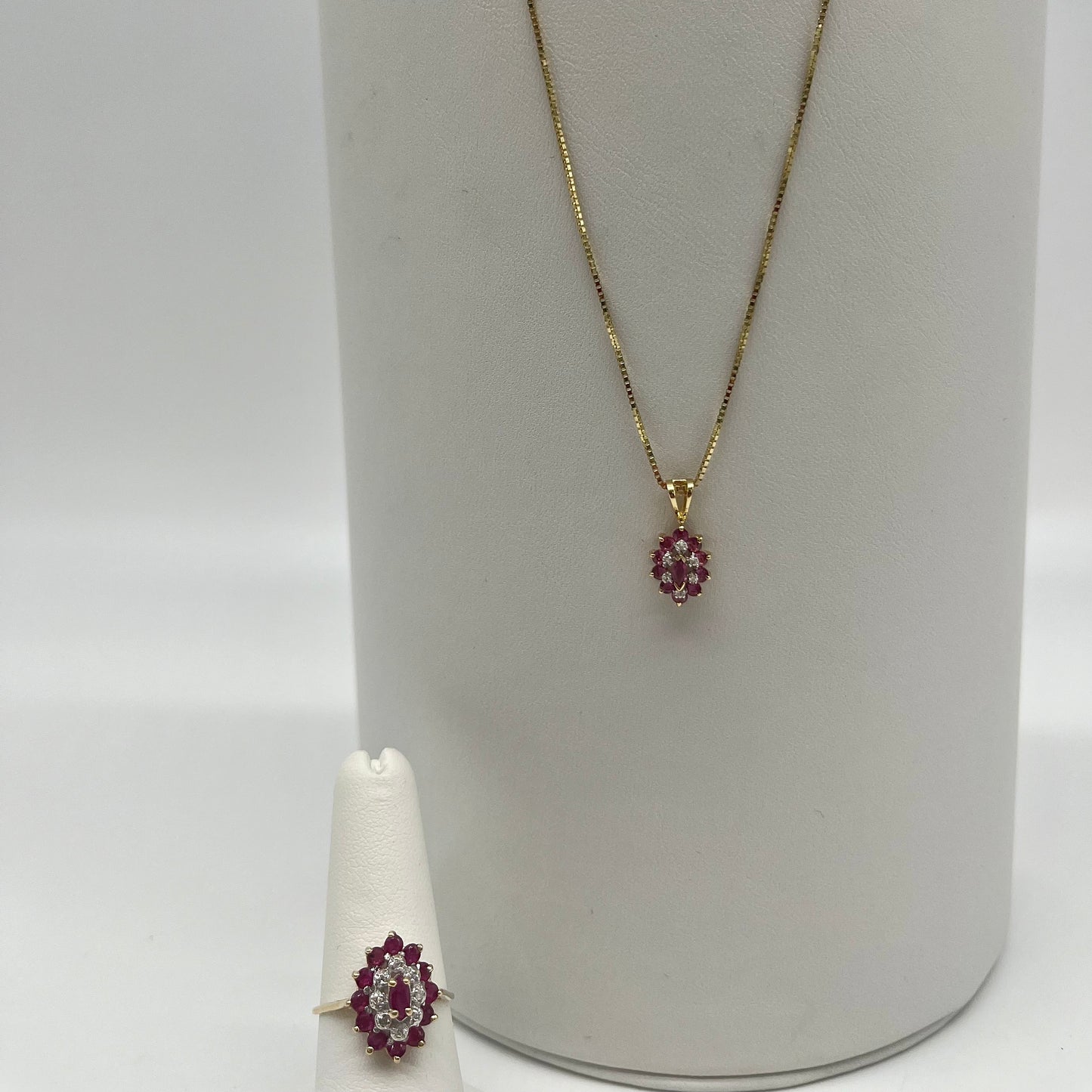 Ruby & Diamond Necklace Ring Set, 2.4 CTW 14K Gold