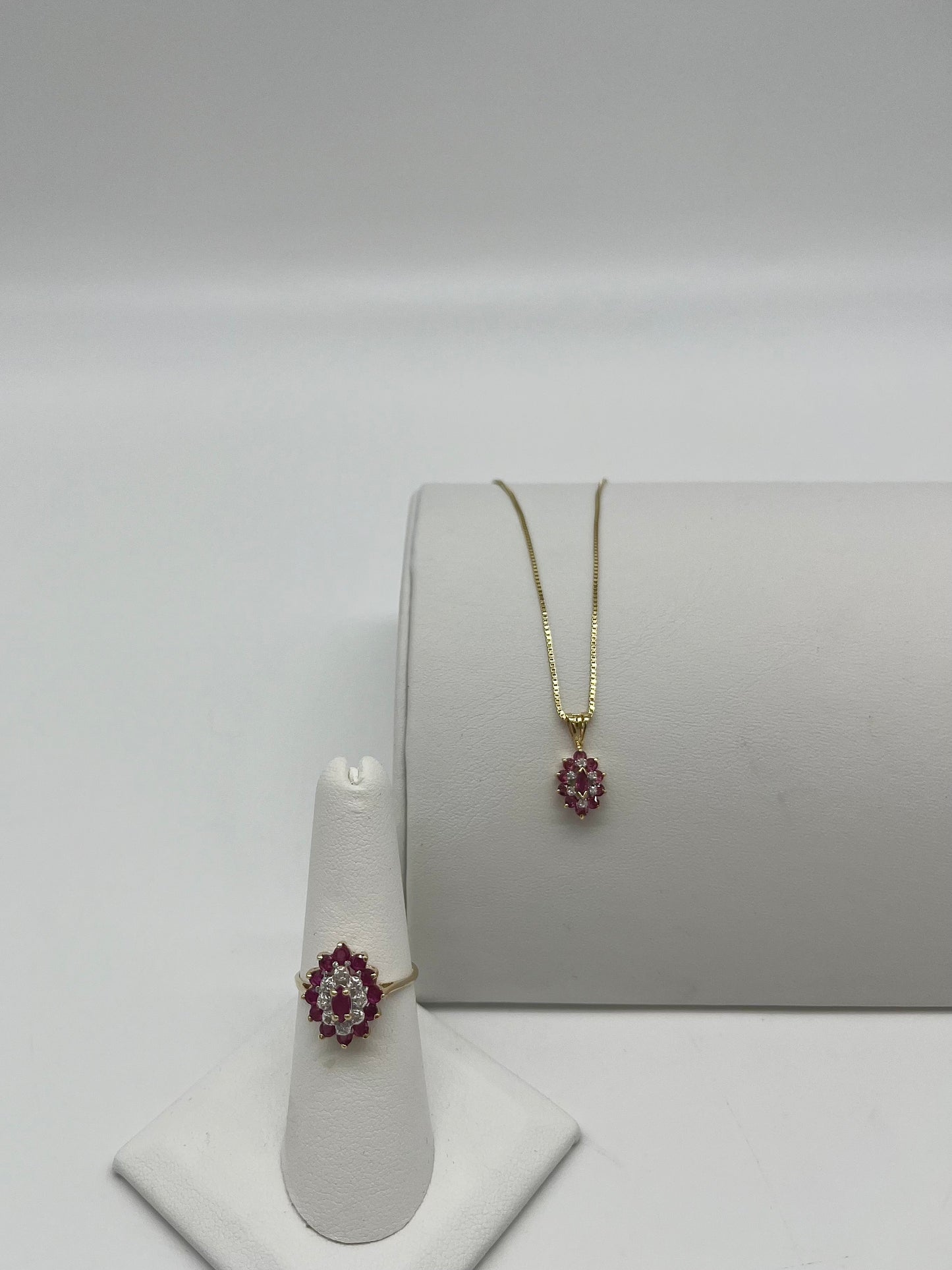 Ruby & Diamond Necklace Ring Set, 2.4 CTW 14K Gold