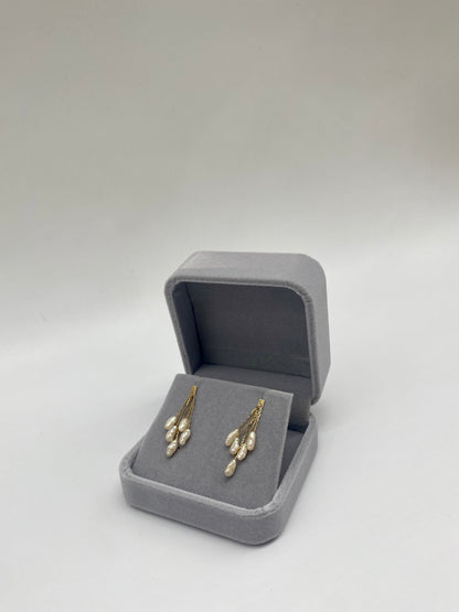 Baroque Pearl Cluster Drop Earrings, 3.75mm 14K Gold