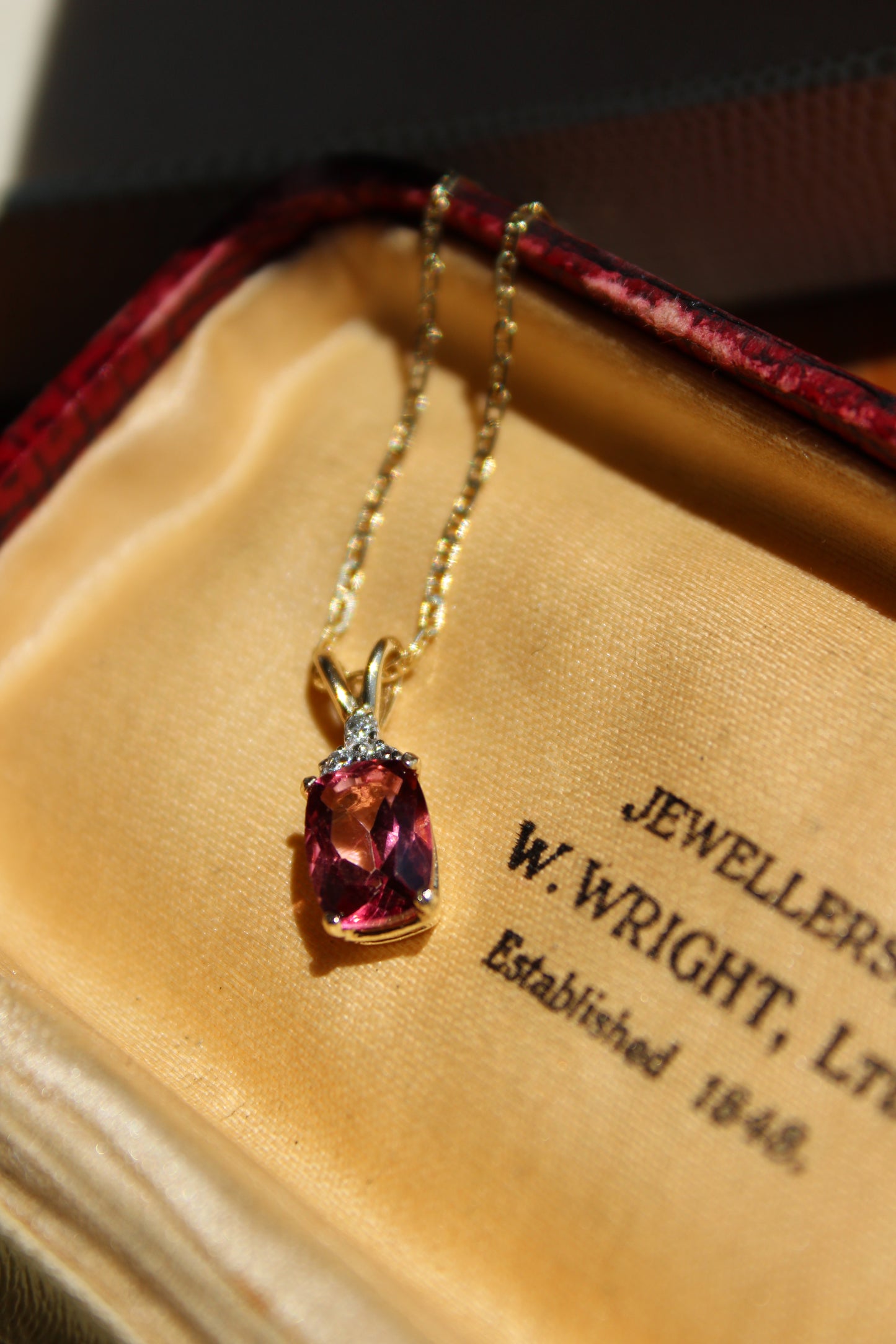 Madagascar Pink Tourmaline & Diamond Necklace, 1.47 Carats 14K Gold