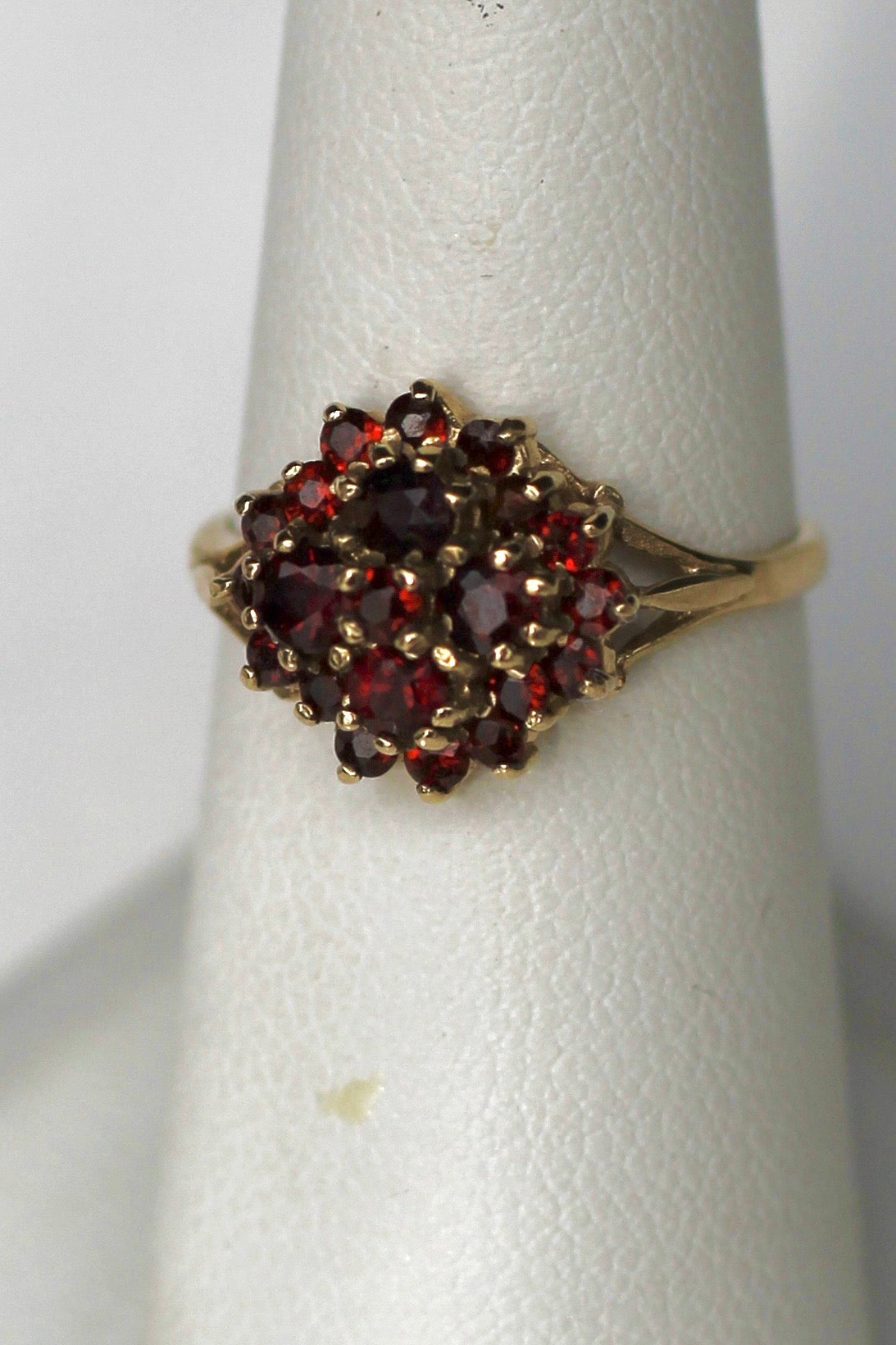 Victorian Garnet Cluster Ring, 1.54 CTW 9K Gold