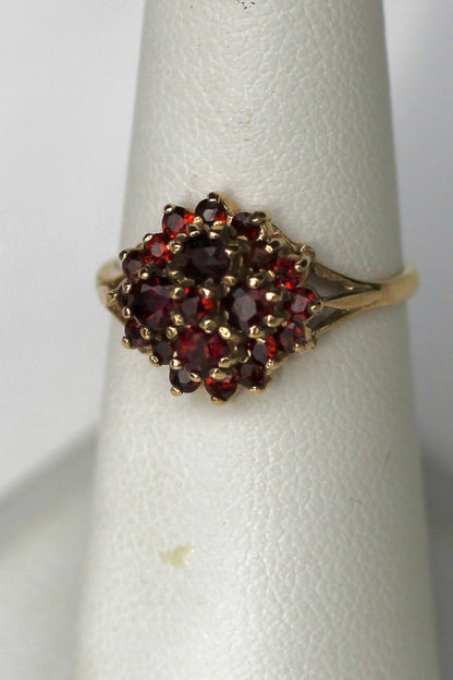 Victorian Garnet Cluster Ring, 1.54 CTW 9K Gold
