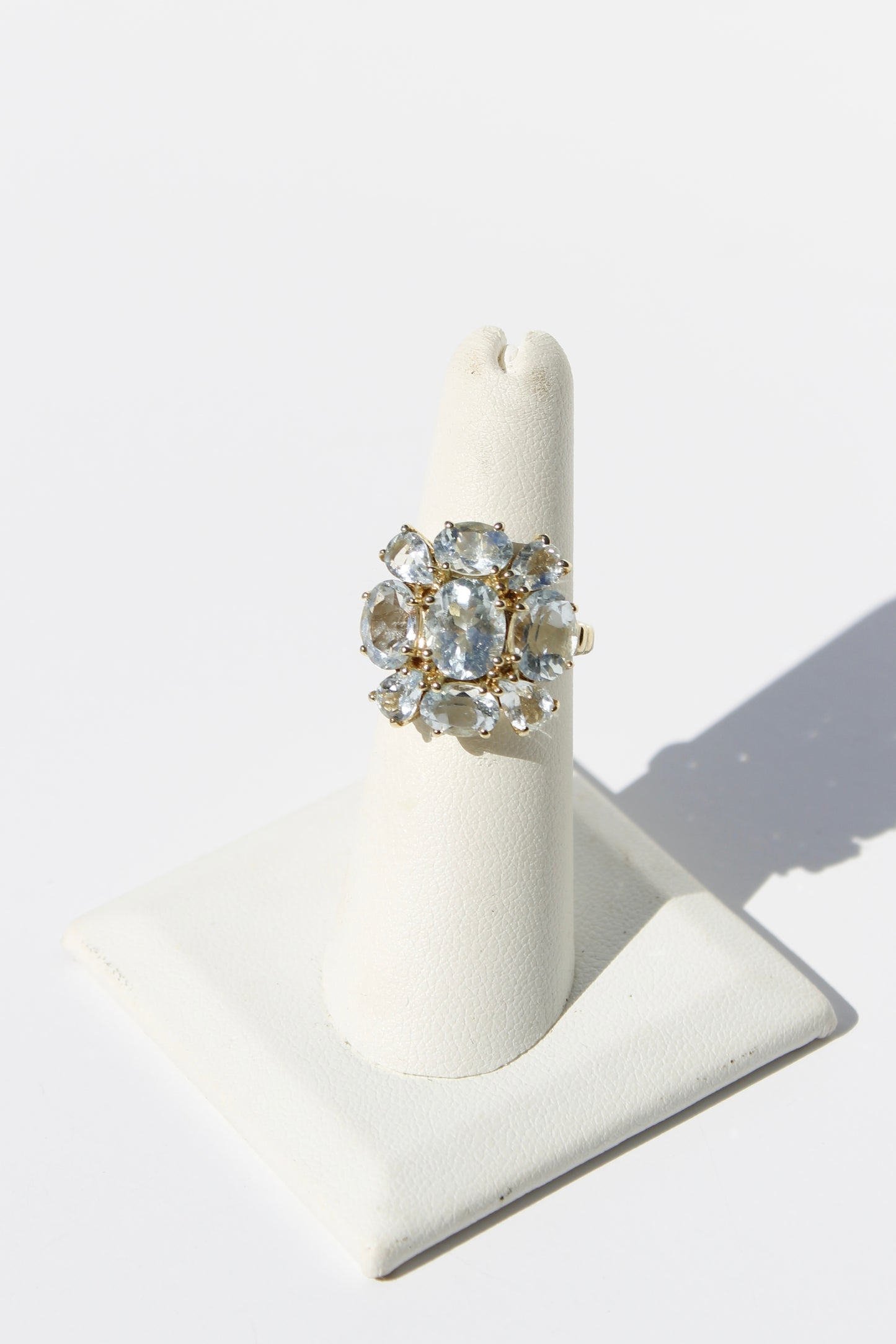 Antique Aquamarine Regency Cluster Ring, 6.5 Carats 10K Gold