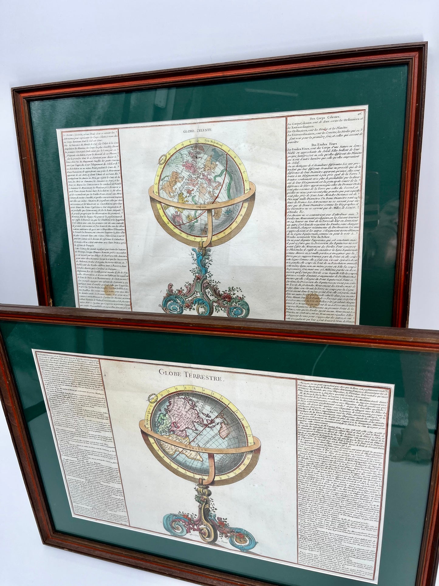 1761 Celestial & Terrestrial Globes- Claude Buy de Mornas (Framed Pair-Vol.1 Atlas Prints)