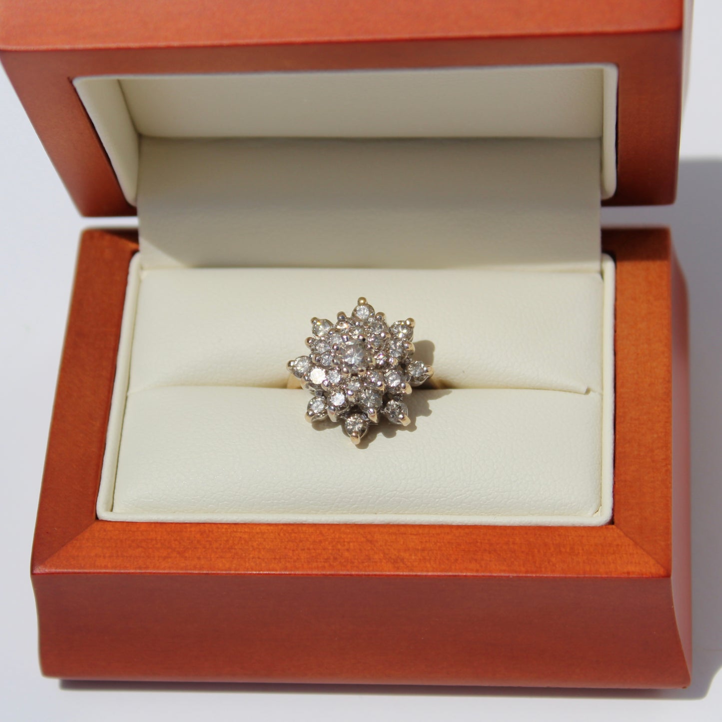 1940's Brutalist Diamond Cluster Ring, 2.82 Carats 14K Gold