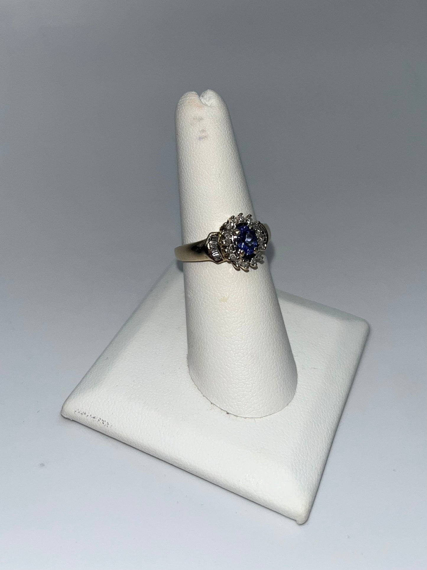 Antique Tanzanite & Diamond Ring, 1 CTW 10K Gold