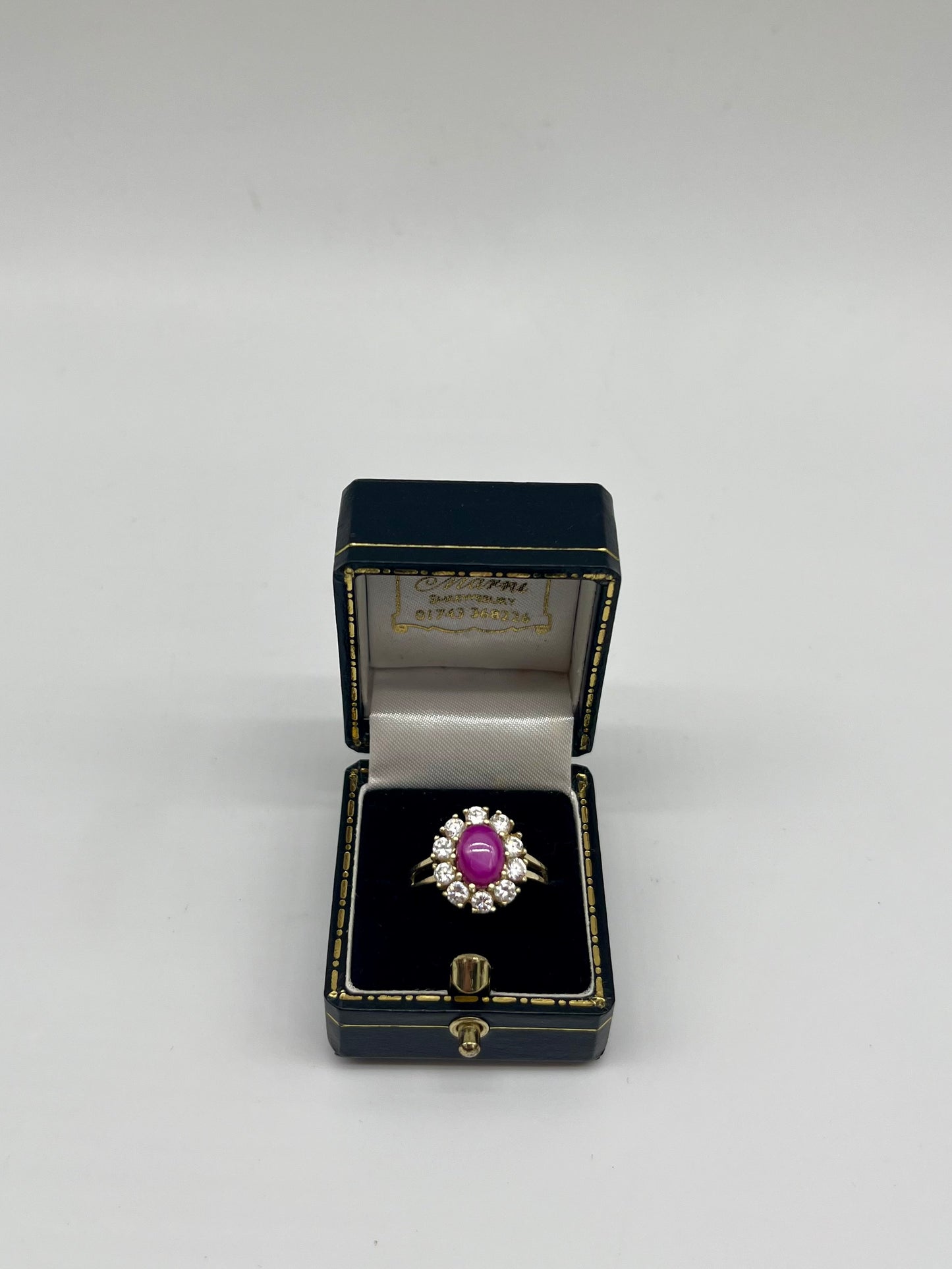 Star Ruby Cabochon & Spinel Ring, 3CTW 14K Gold