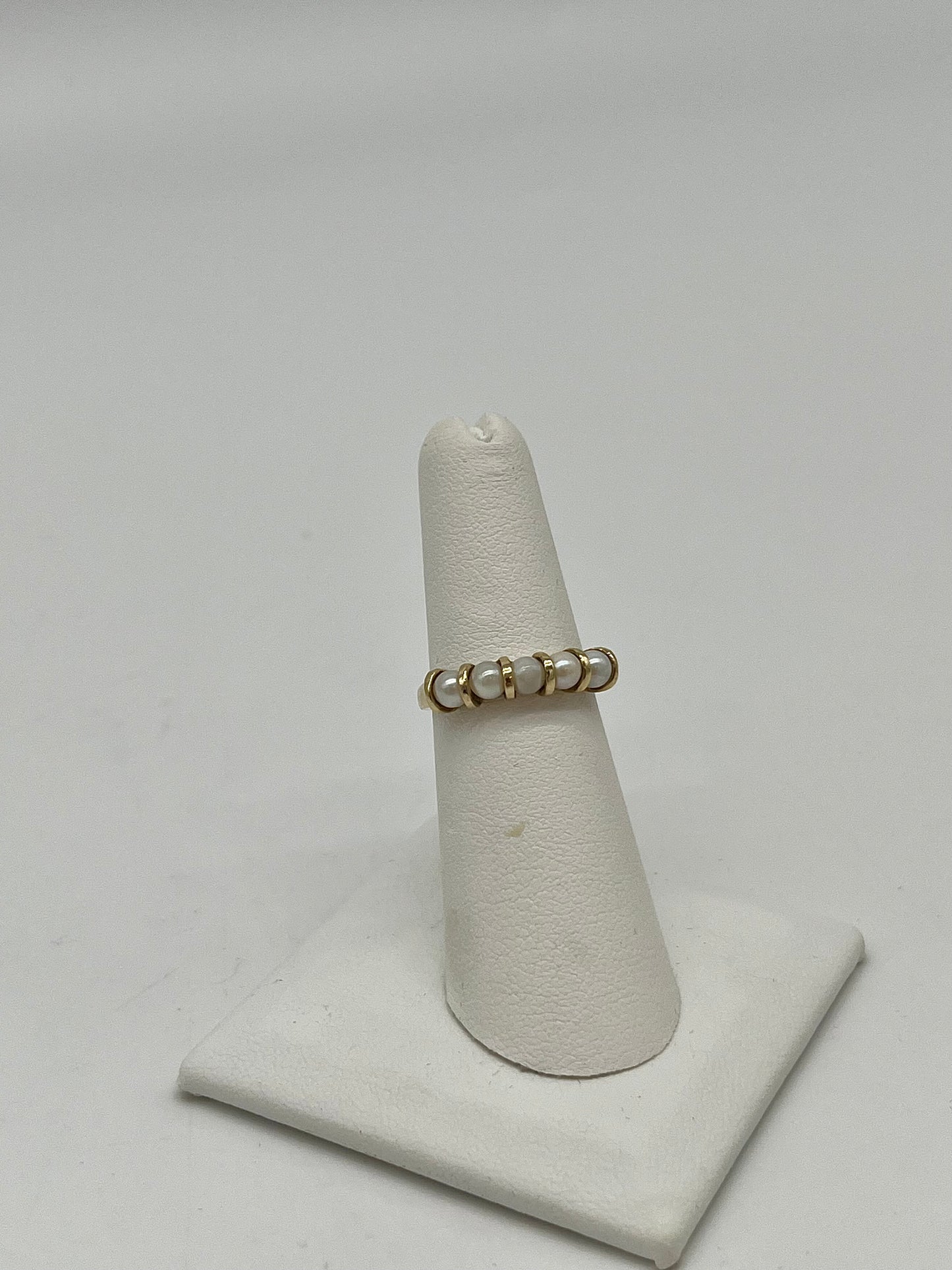 1920's Band of Pearls Ring, 1.06 CTW 9K Gold