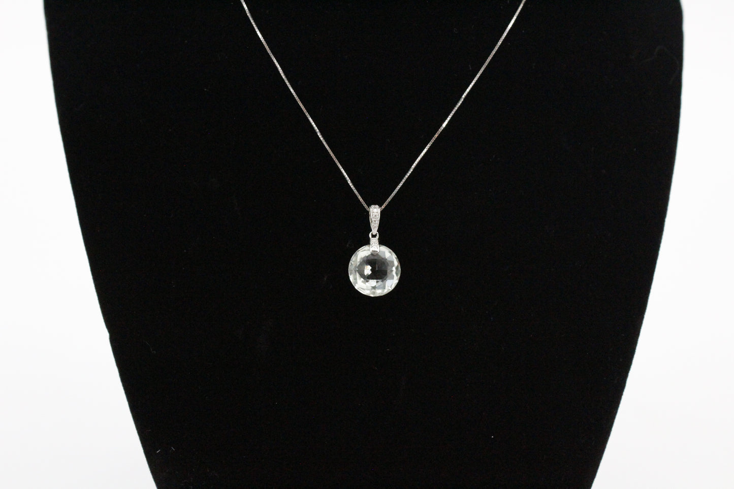 Prasiolite & Diamond Necklace, 7 Carats 14K White Gold
