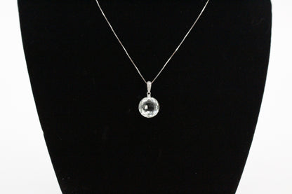 Prasiolite & Diamond Necklace, 7 Carats 14K White Gold
