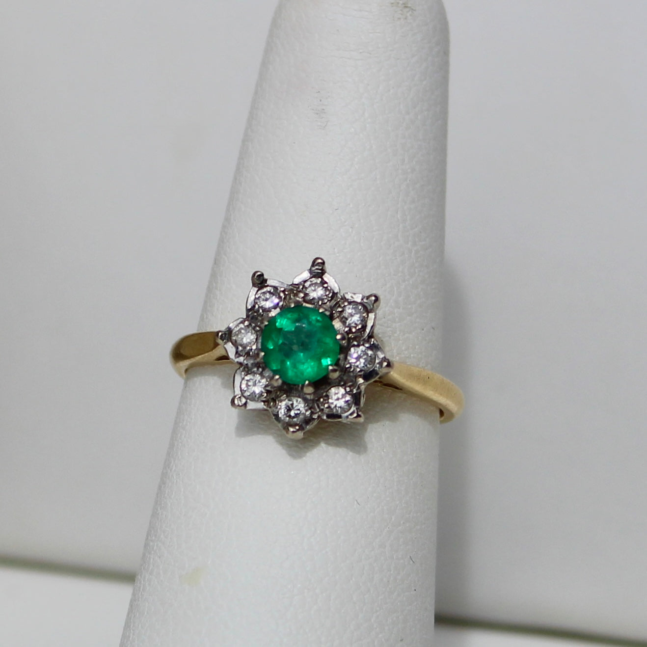 Emerald & Diamond Floral Cocktail Ring, 0.75 CTW 18K Gold/Platinum