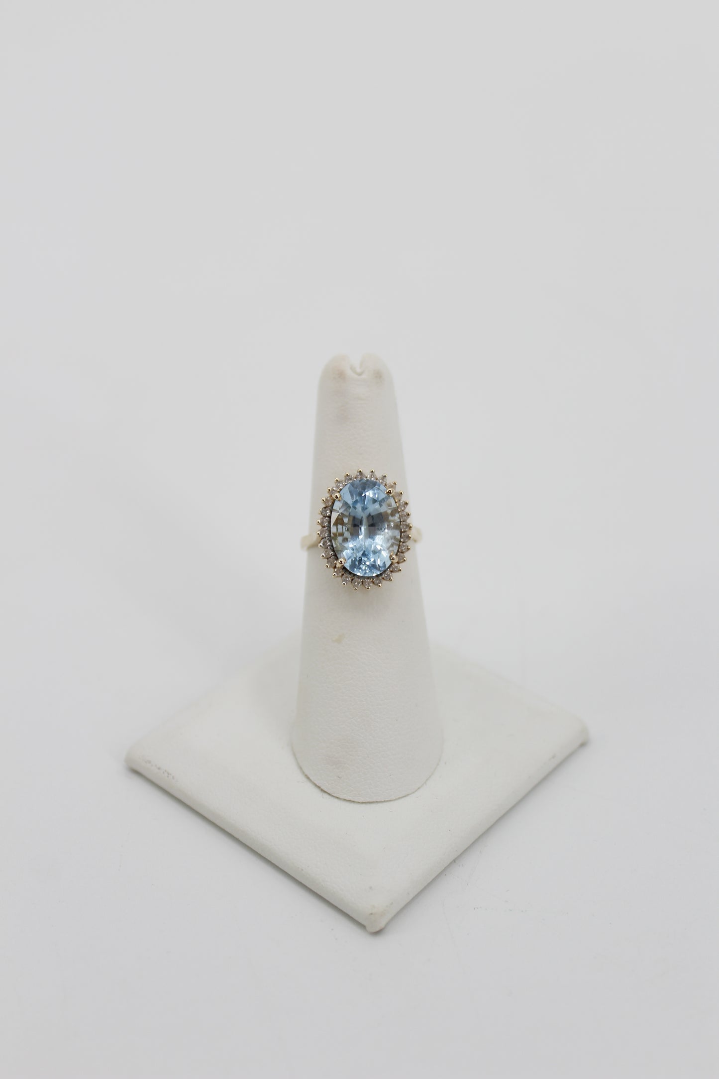 Blue Topaz & Diamond Halo Cocktail Ring,  8.514 CTW 14K Gold