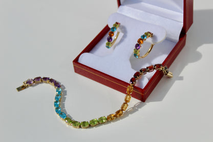 Precious Gemstone ‘Rainbow’ Set, 10 Carats 14K Gold