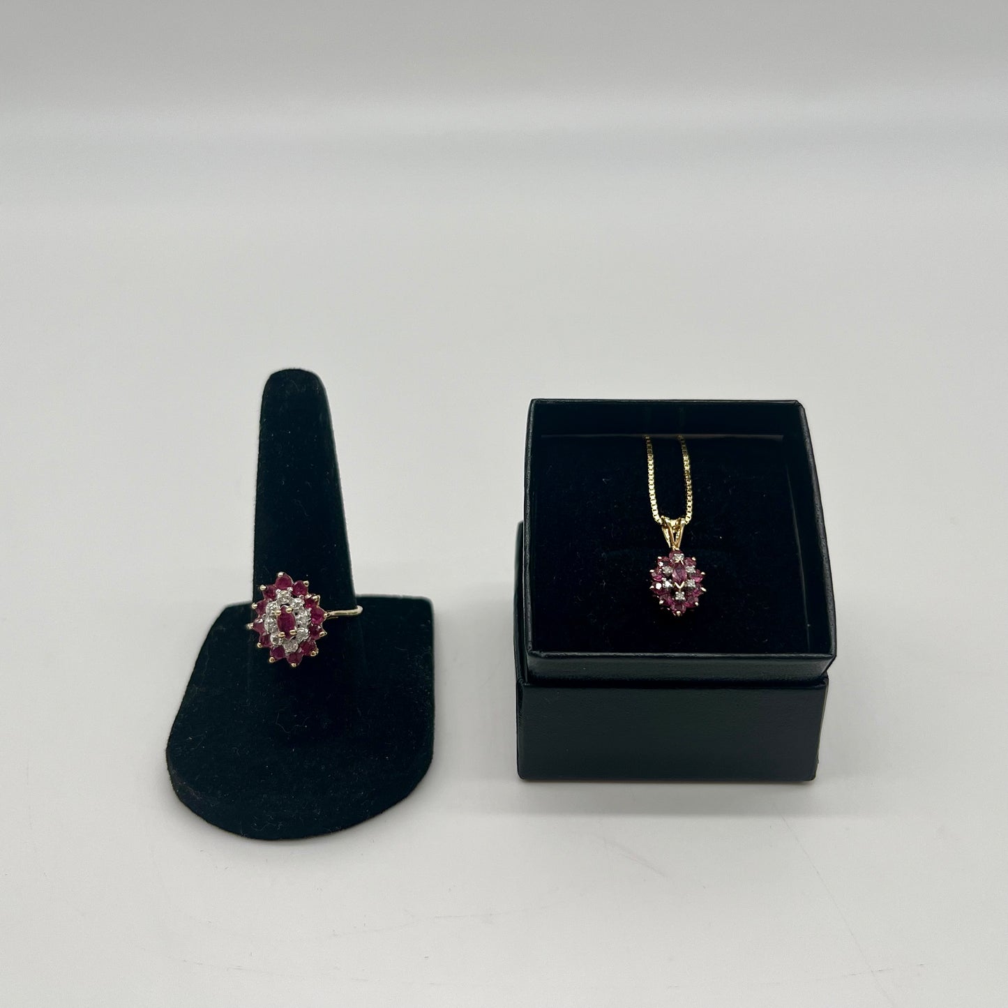 Ruby & Diamond Necklace Ring Set, 2.4 CTW 14K Gold